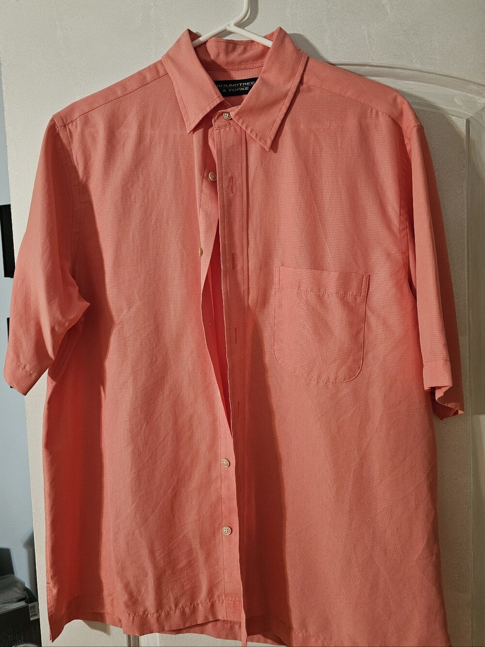 Roundtree & Yorke Coral Short-Sleeve Button-Down Shirt
